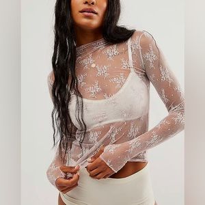 NWT still in bag # Lady Lux Layering Top in ivory lace size medium